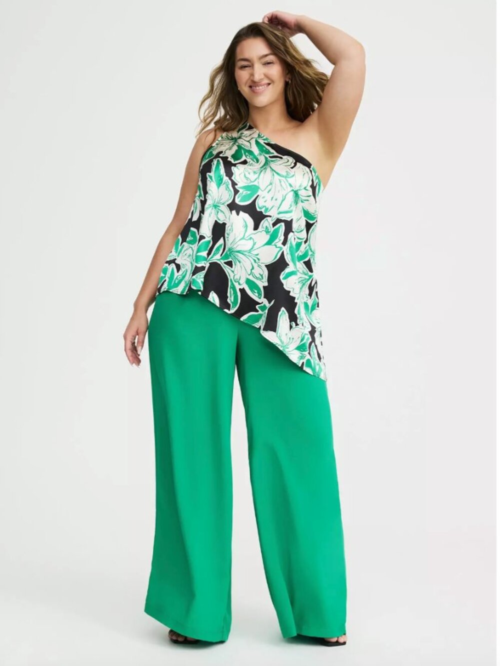 Torrid Satin One Shoulder Womens Blouse Womens 3 Going Out Top Summer Floral NWT